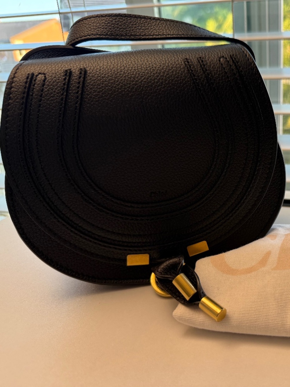 Chloe Marcie Mini Saddle Bag in Black